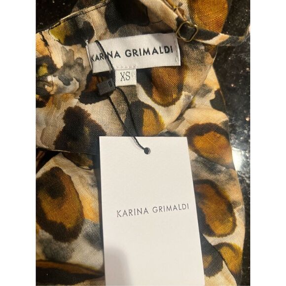 Karina Grimaldi Kos Print Maxi DressWater Stones Brown Vacation Size XS NWT$368 - Picture 8 of 8